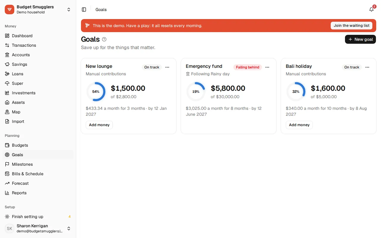 Savings goals