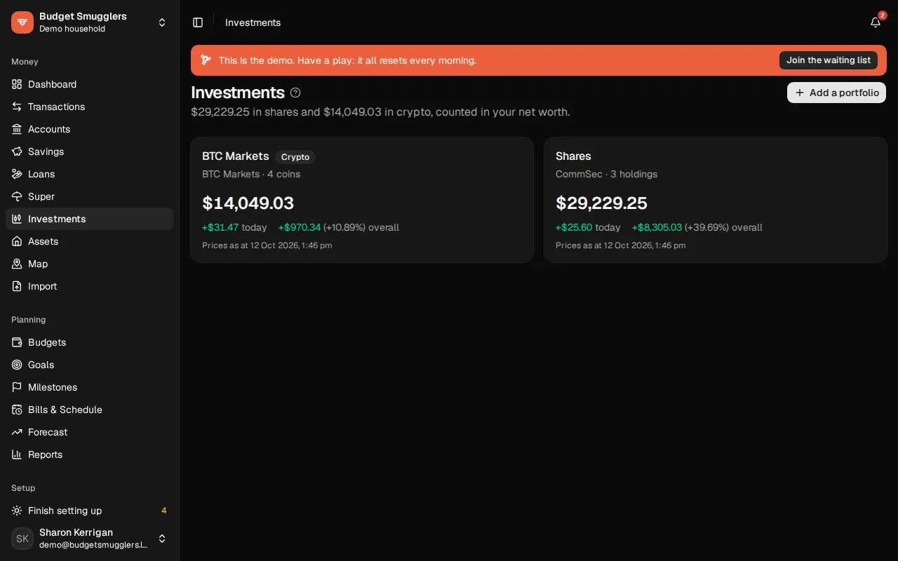 Share and crypto portfolios
