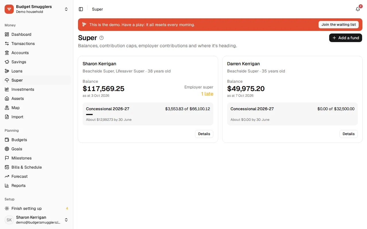 Super for each person, with caps and a projection